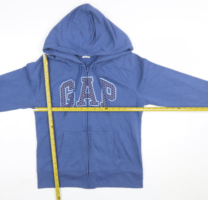 GAP Women Blue Small Full Zip Hoodie Cotton Blend Casual