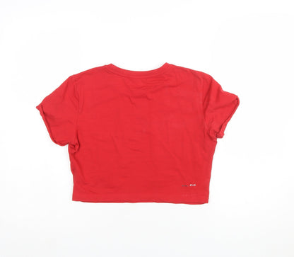 Nike Girls Red Cropped Dri-Fit T-Shirt XL Athletic Fit Sports Top