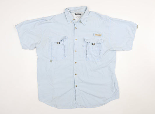 Columbia Men's Blue Short Sleeve Button-Up Outdoor Shirt L