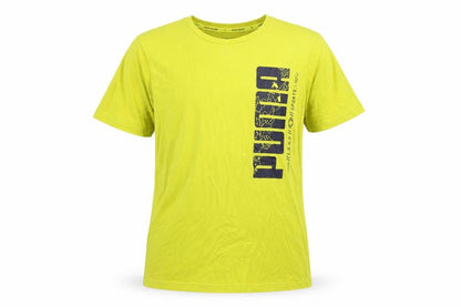 Front view of Puma boys’ yellow graphic logo sports t-shirt 13-14 years
