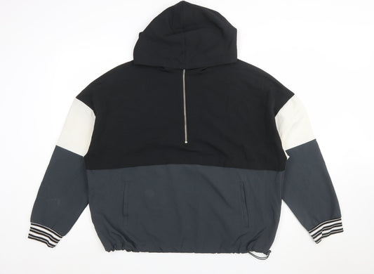 Avia Womens Black Colourblock 1/2 Zip Hoodie XL Polyester Blend