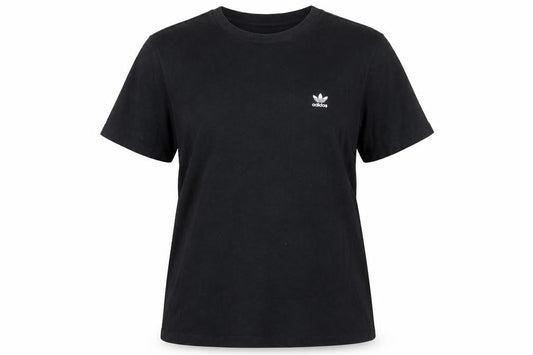 Front view of adidas Women Black Basic Crew Neck Regular Fit Short Sleeve T-Shirt, size 18