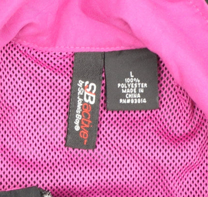 St. John’s Bay Women’s Black Pink Track Jacket L Activewear Full Zip