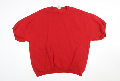 Jerzees Mens Red 2XL Pullover Crew Neck Short Sleeve Sweatshirt