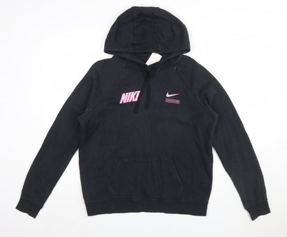 Nike Women's Black Hooded Pullover Hoodie Medium Cotton Blend