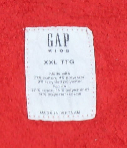 GAP Boys Red Full Zip Hoodie XXL 13 Years Cotton Blend Fleece Sweatshirt
