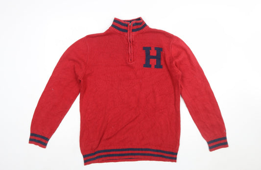Tommy Hilfiger Men's Red XL 1/4 Zip Cotton Knit Jumper