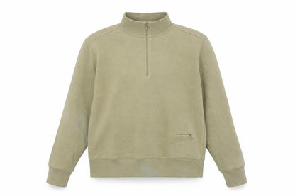 Puma Women Khaki 1/4 Zip Sweatshirt Size 12 Cotton Blend