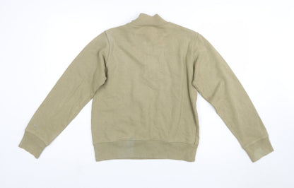 Puma Women Khaki 1/4 Zip Sweatshirt Size 12 Cotton Blend