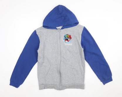 Disney Parks Girls Grey Blue Full Zip Hoodie 14 Years Mickey Mouse 2014