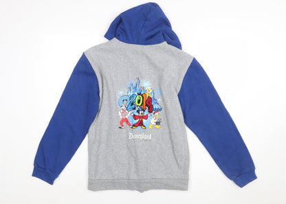 Disney Parks Girls Grey Blue Full Zip Hoodie 14 Years Mickey Mouse 2014
