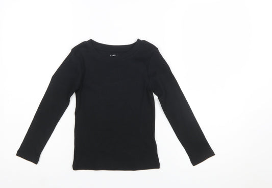 NEXT Girls Black Long Sleeve Cotton Stretch T-Shirt Size 6 Years