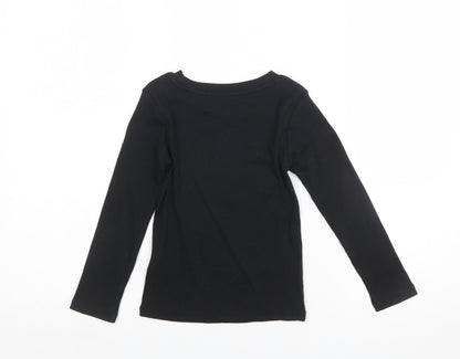 NEXT Girls Black Long Sleeve Cotton Stretch T-Shirt Size 6 Years