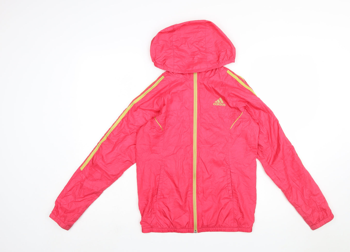 Adidas Womens Pink Hooded Windbreaker Jacket Size 8 Lightweight Sports