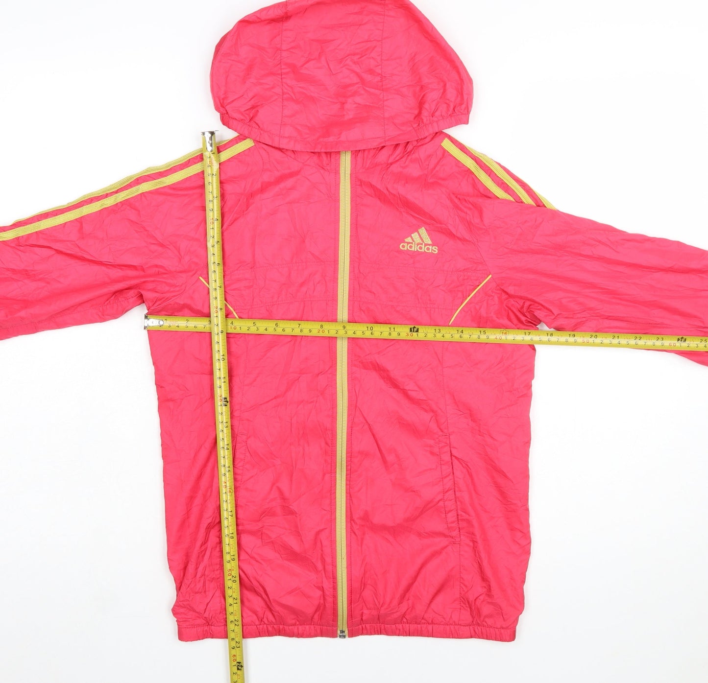 Adidas Womens Pink Hooded Windbreaker Jacket Size 8 Lightweight Sports