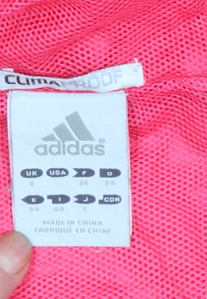 Adidas Womens Pink Hooded Windbreaker Jacket Size 8 Lightweight Sports