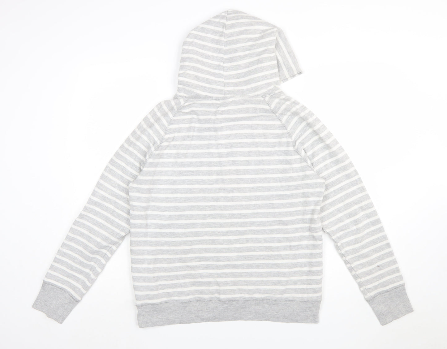GAP Women Grey Striped Pullover Hoodie Size M Cotton Blend Casual