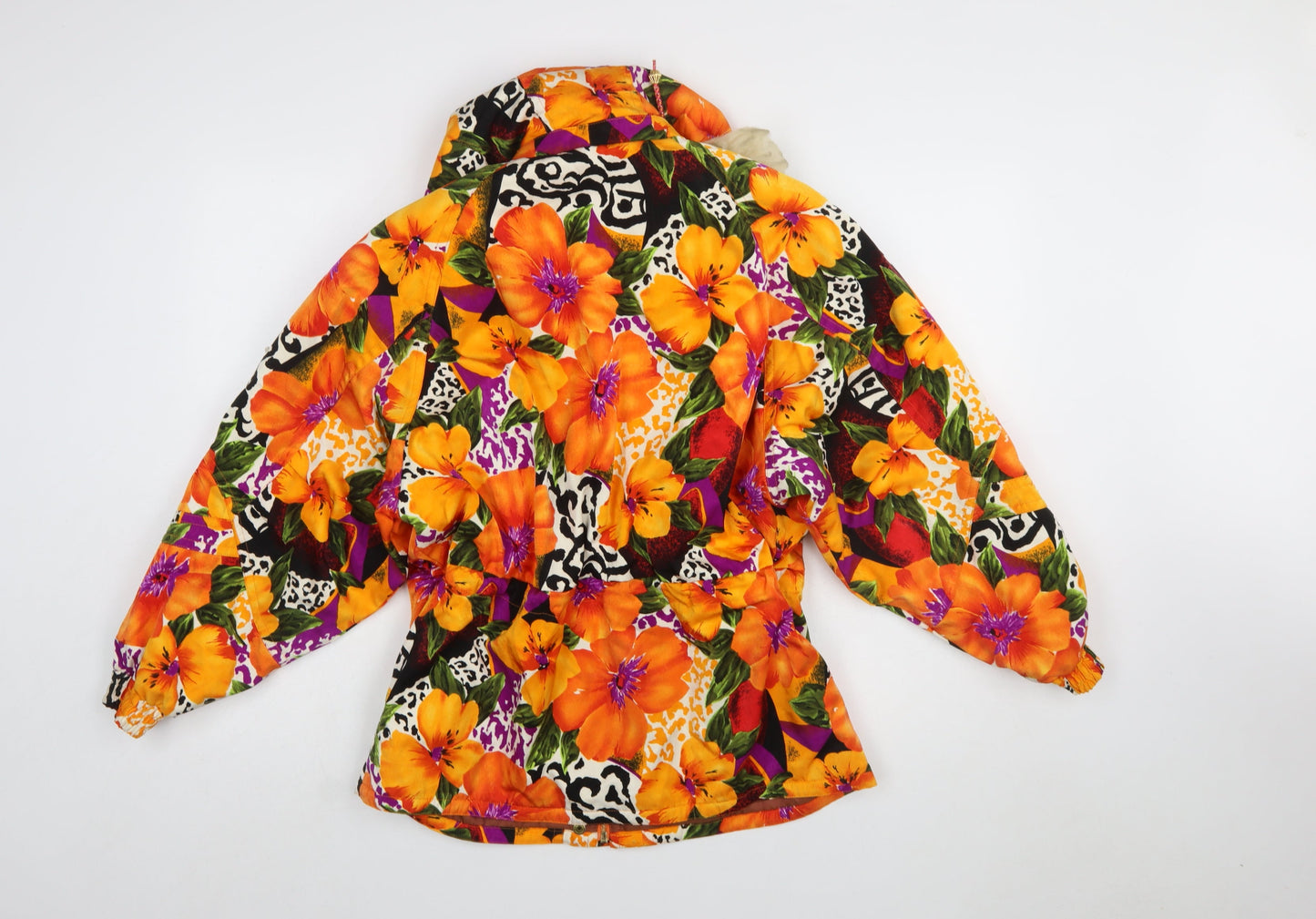 Yamaha Womens Multicoloured Floral Puffer Jacket M Hooded Vintage