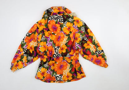 Yamaha Womens Multicoloured Floral Puffer Jacket M Hooded Vintage