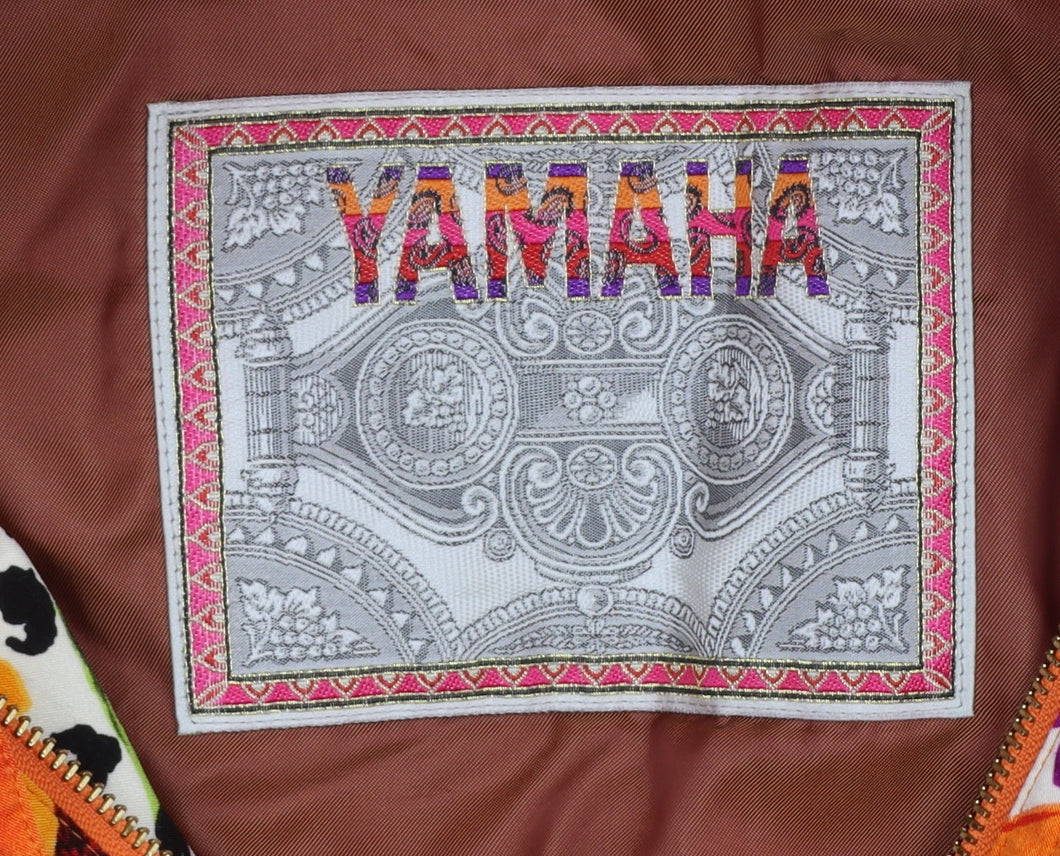 Yamaha Womens Multicoloured Floral Puffer Jacket M Hooded Vintage