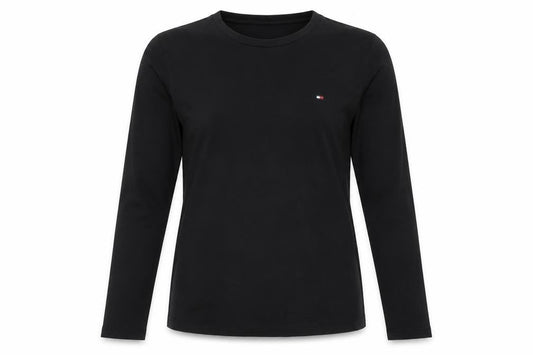 Tommy Hilfiger Women's Black Long Sleeve Cotton Crew Neck T-Shirt M