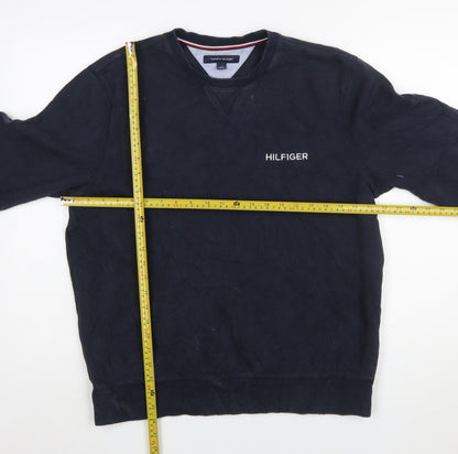 Tommy Hilfiger Men’s Navy Blue Logo Crew Neck Sweatshirt L