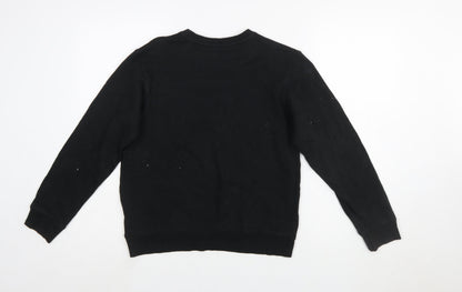 Champion Boys Black Pullover Sweatshirt L Logo Fleece Crew Neck