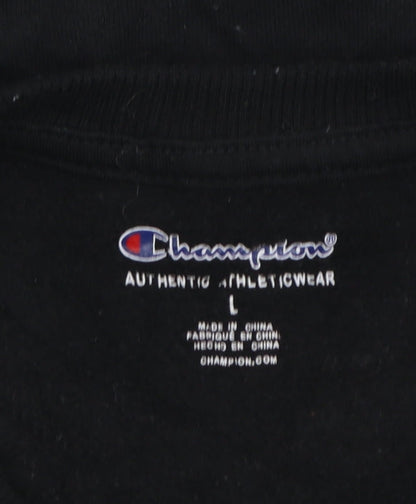 Champion Boys Black Pullover Sweatshirt L Logo Fleece Crew Neck
