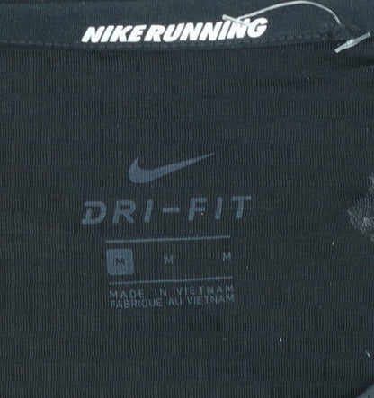 Nike Men's Black Medium Dri-FIT Running T-Shirt Lightweight Breathable