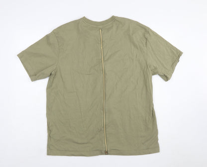 Adidas Womens Green Cotton Zip Back Relaxed Fit T-Shirt Size 16