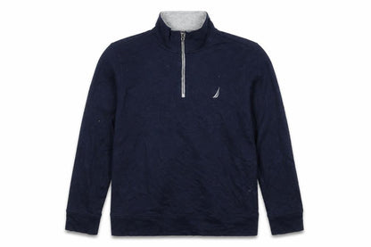 Nautica Men's Blue 1/4 Zip Mock Neck Pullover Sweatshirt L