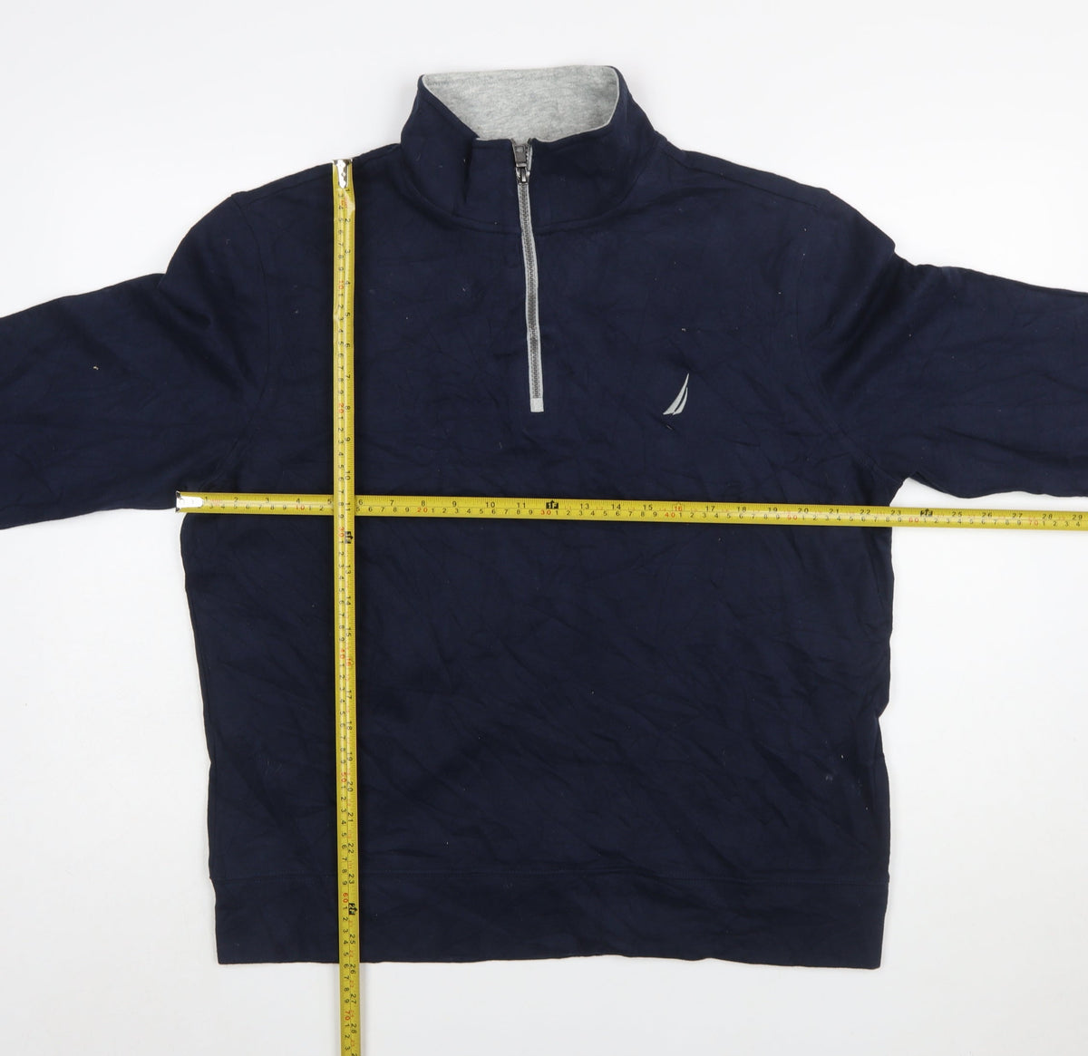Nautica Men's Blue 1/4 Zip Mock Neck Pullover Sweatshirt L