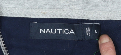 Nautica Men's Blue 1/4 Zip Mock Neck Pullover Sweatshirt L