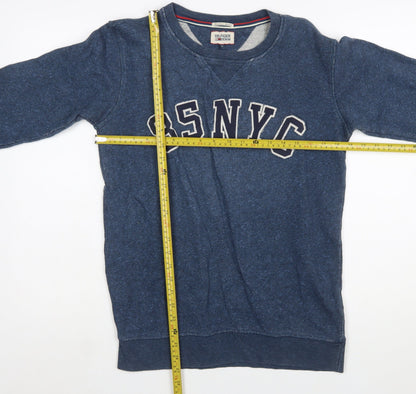 Tommy Hilfiger Men’s Blue Logo Sweatshirt Size S Crew Neck Pullover