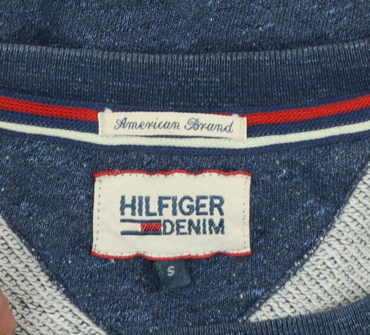 Tommy Hilfiger Men’s Blue Logo Sweatshirt Size S Crew Neck Pullover