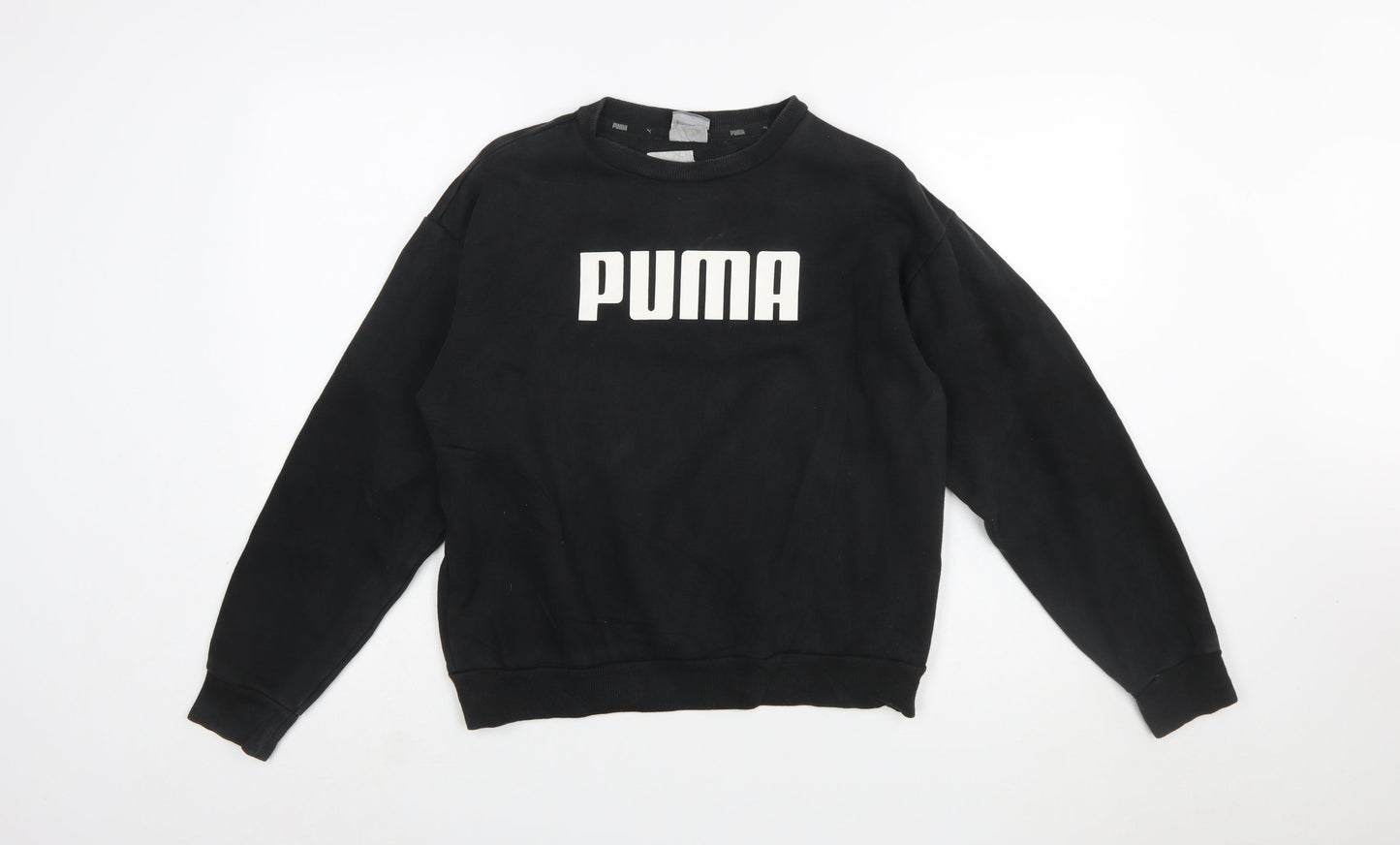 Puma Women's Black Logo Crew Neck Pullover Sweatshirt Size 10