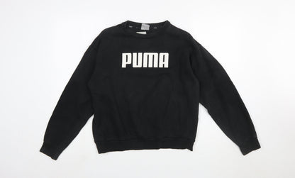 Puma Women's Black Logo Crew Neck Pullover Sweatshirt Size 10