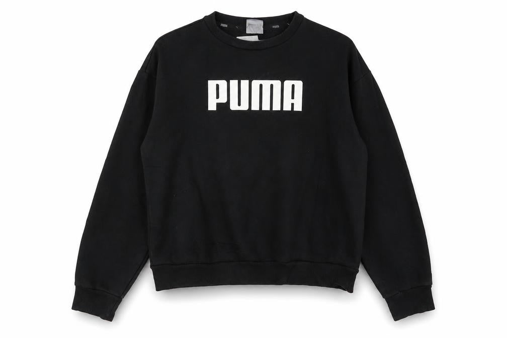 Puma Women's Black Logo Crew Neck Pullover Sweatshirt Size 10