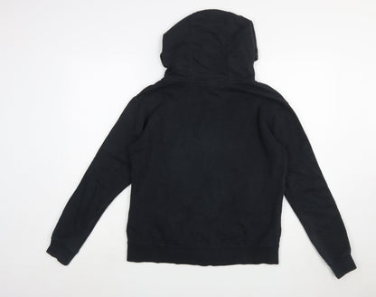 Nike Women Black Full Zip Hoodie Small Hooded Logo Tape Design
