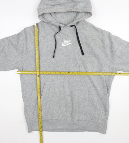 Nike Women Grey Pullover Hoodie Size M Logo Embroidered Sweatshirt