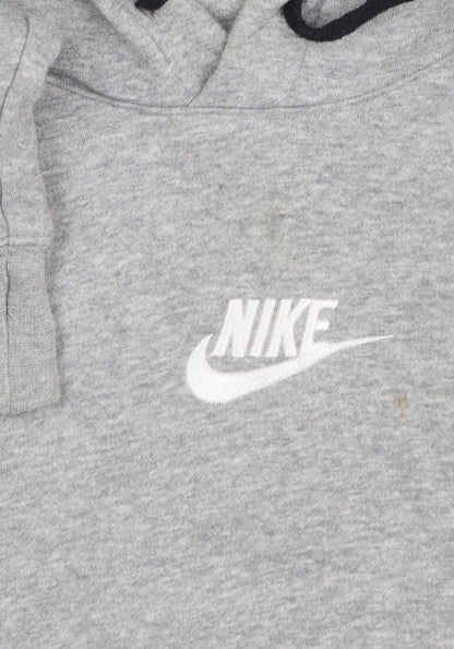 Nike Women Grey Pullover Hoodie Size M Logo Embroidered Sweatshirt