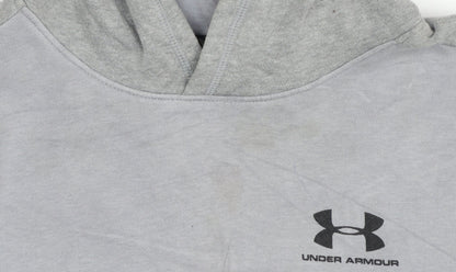 Under Armour Boys Grey XL Pullover Hoodie with Logo ColdGear Fleece