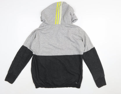 Adidas Womens Grey Black Full Zip Hoodie Size M 12-14 Colourblock