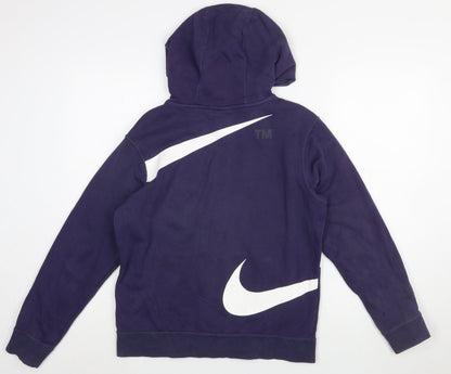 Nike Boys Purple Full Zip Hoodie Size XL 158-170cm Cotton Blend