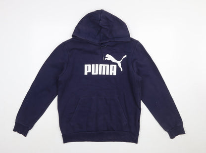 Puma Men's Blue Pullover Hoodie S Regular Fit Logo Sportswear