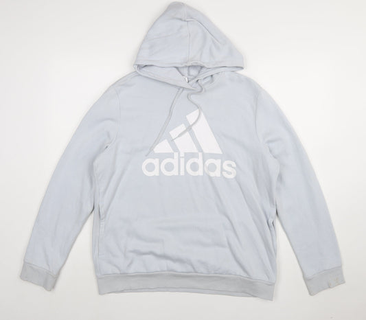 Adidas Women’s Grey Hoodie XL Pullover Logo Casual Cotton Blend