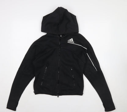 Adidas Womens Black Full Zip Hoodie S 8-10 Hooded Sportswear