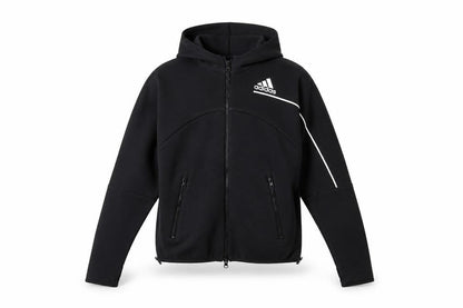 Front view of Adidas women’s black full zip hoodie s 8-10 hooded sportswear