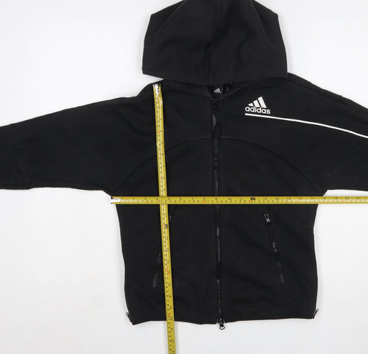 Adidas Womens Black Full Zip Hoodie S 8-10 Hooded Sportswear