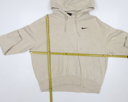 Nike Women Beige Pullover Hoodie M Cotton Blend Casual Sportswear